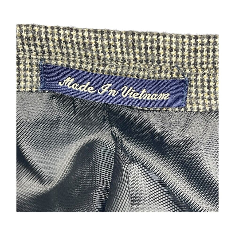 Alan Flusser Blazer Jacket Mens 48R Gray Houndstooth Lambswool Lined Notch Lapel - Picture 5 of 10